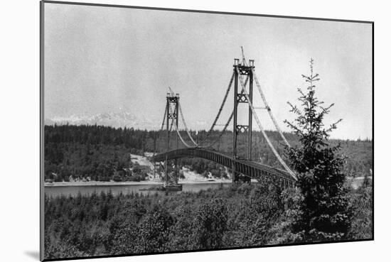 Narrows Bridge View - Tacoma, WA-Lantern Press-Mounted Art Print