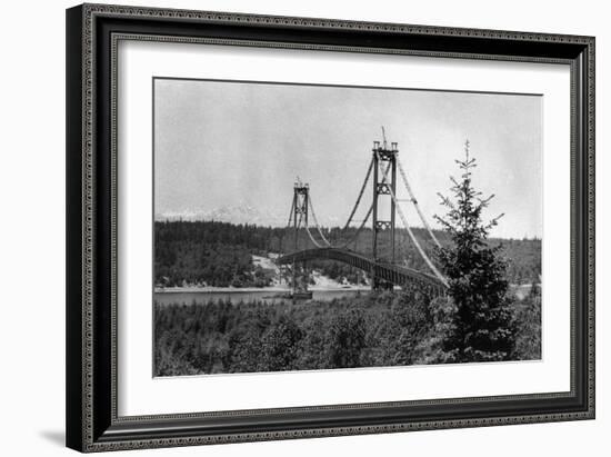 Narrows Bridge View - Tacoma, WA-Lantern Press-Framed Art Print