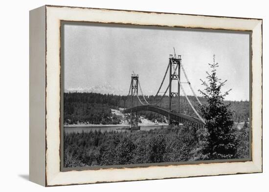 Narrows Bridge View - Tacoma, WA-Lantern Press-Framed Stretched Canvas