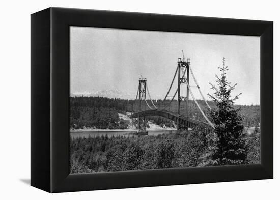 Narrows Bridge View - Tacoma, WA-Lantern Press-Framed Stretched Canvas