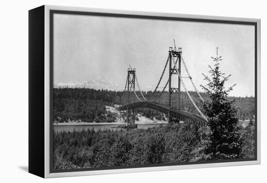 Narrows Bridge View - Tacoma, WA-Lantern Press-Framed Stretched Canvas