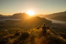 Woman Silhouette at Sunset on the Mountain-naruedom-Photographic Print