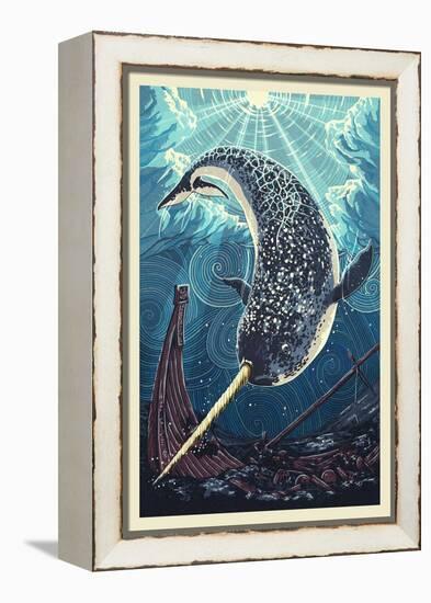 Narwhal-Lantern Press-Framed Stretched Canvas