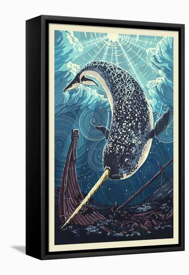 Narwhal-Lantern Press-Framed Stretched Canvas