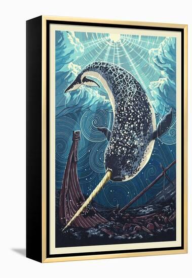 Narwhal-Lantern Press-Framed Stretched Canvas