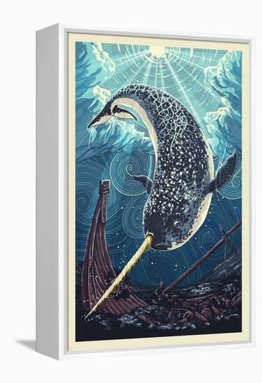 Narwhal-Lantern Press-Framed Stretched Canvas