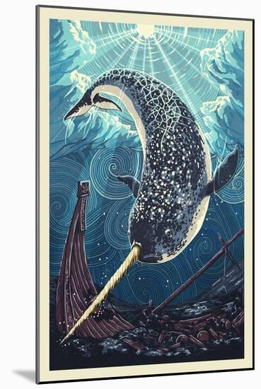 Narwhal-Lantern Press-Mounted Art Print