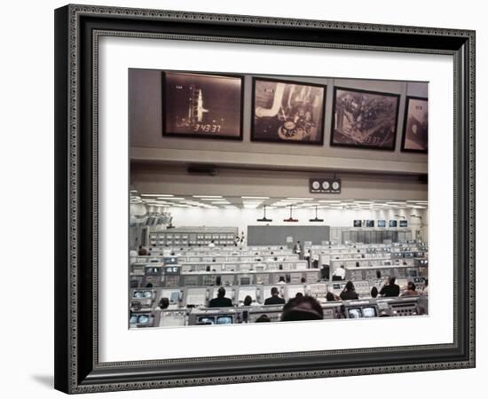 NASA Launch Control During Apollo 8, the First Manned Mission to the Moon--Framed Photo