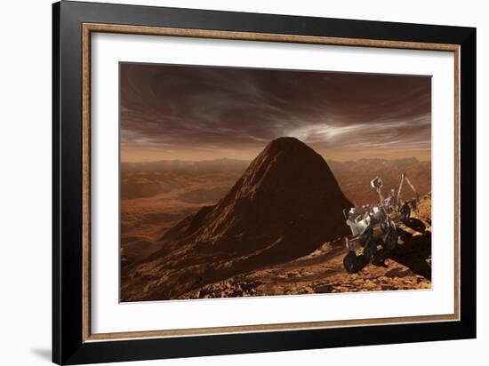 Nasa's Curiosity Rover Climbing to the Summit of Mount Sharp-null-Framed Art Print