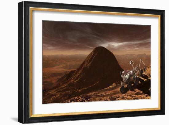 Nasa's Curiosity Rover Climbing to the Summit of Mount Sharp-null-Framed Art Print