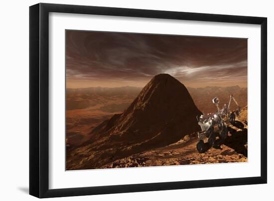 Nasa's Curiosity Rover Climbing to the Summit of Mount Sharp-null-Framed Premium Giclee Print