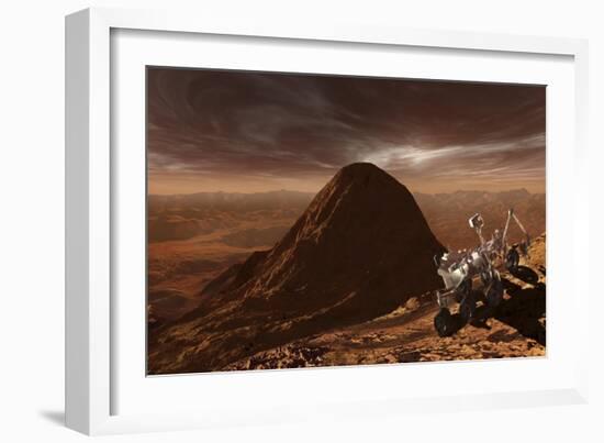 Nasa's Curiosity Rover Climbing to the Summit of Mount Sharp-null-Framed Premium Giclee Print