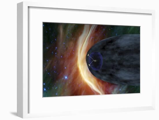 Nasa's Two Voyager Spacecraft Exploring a Turbulent Region of Space-null-Framed Art Print