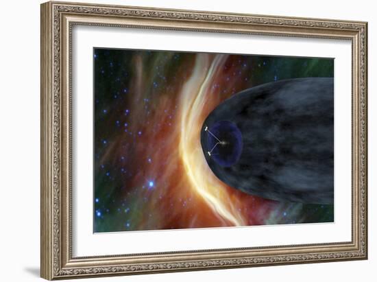 Nasa's Two Voyager Spacecraft Exploring a Turbulent Region of Space-null-Framed Art Print