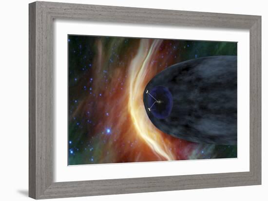 Nasa's Two Voyager Spacecraft Exploring a Turbulent Region of Space-null-Framed Art Print