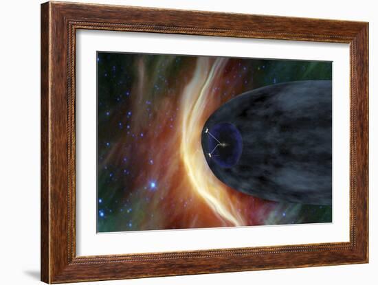 Nasa's Two Voyager Spacecraft Exploring a Turbulent Region of Space-null-Framed Art Print