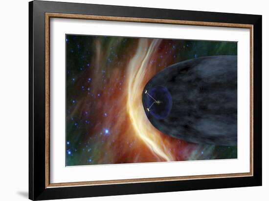 Nasa's Two Voyager Spacecraft Exploring a Turbulent Region of Space-null-Framed Art Print