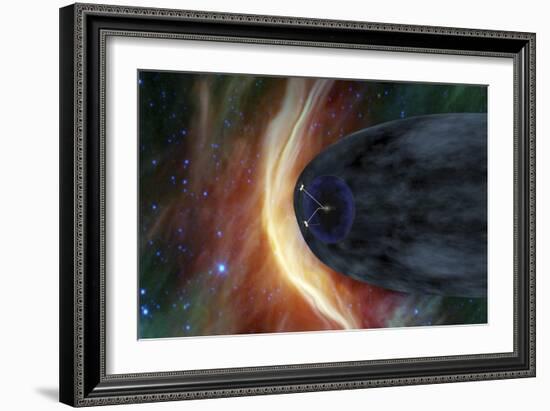 Nasa's Two Voyager Spacecraft Exploring a Turbulent Region of Space-null-Framed Art Print