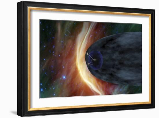 Nasa's Two Voyager Spacecraft Exploring a Turbulent Region of Space-null-Framed Art Print