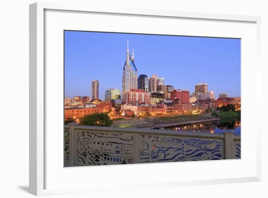 Nashville Skyline and Shelby Pedestrian Bridge-Richard Cummins-Framed Photographic Print