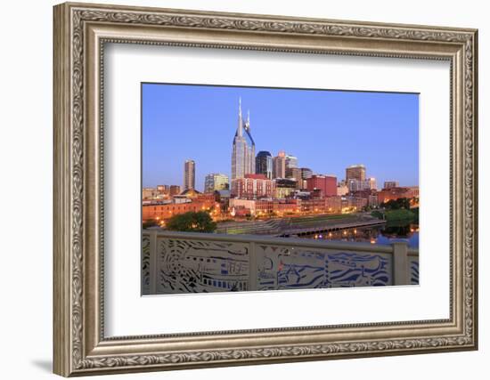 Nashville Skyline and Shelby Pedestrian Bridge-Richard Cummins-Framed Photographic Print