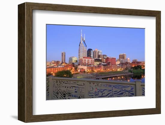 Nashville Skyline and Shelby Pedestrian Bridge-Richard Cummins-Framed Photographic Print