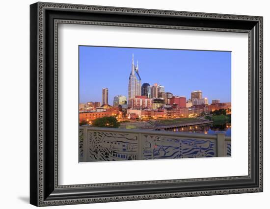 Nashville Skyline and Shelby Pedestrian Bridge-Richard Cummins-Framed Photographic Print