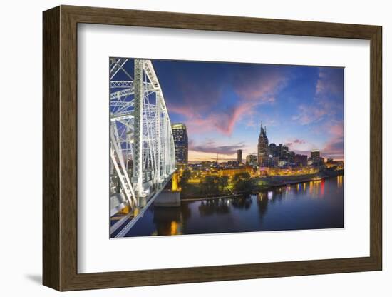 Nashville Skyline over the Cumberland River.-Jon Hicks-Framed Photographic Print