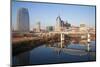Nashville Skyline, Tennessee and the Cumberland River with River Reflection-Joseph Sohm-Mounted Photographic Print