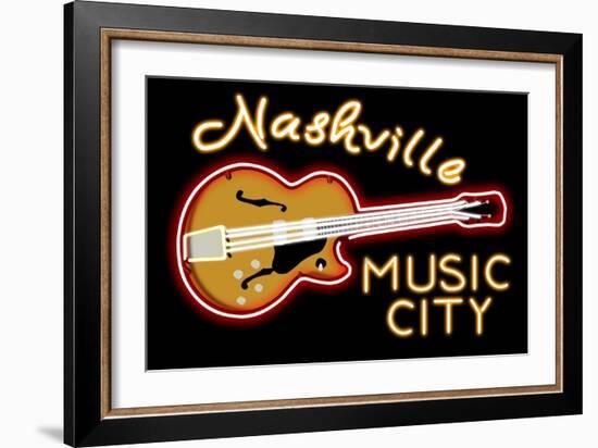Nashville, Tennesse - Neon Guitar Sign-Lantern Press-Framed Art Print
