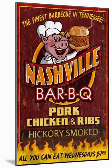 Nashville, Tennessee - Barbecue-Lantern Press-Mounted Art Print