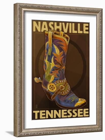 Nashville, Tennessee - Boot-Lantern Press-Framed Art Print