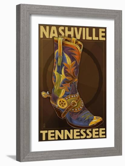 Nashville, Tennessee - Boot-Lantern Press-Framed Art Print