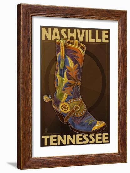 Nashville, Tennessee - Boot-Lantern Press-Framed Art Print