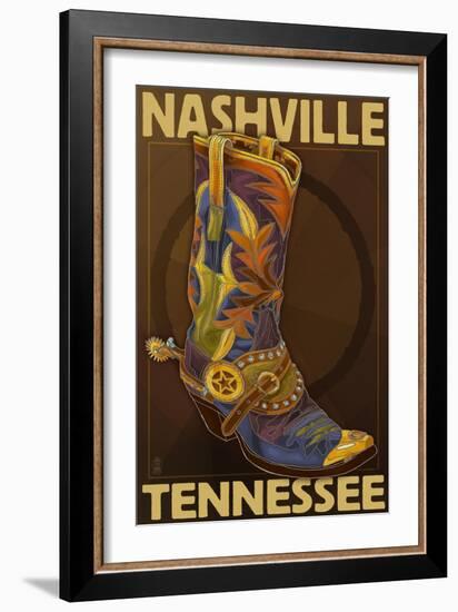 Nashville, Tennessee - Boot-Lantern Press-Framed Art Print