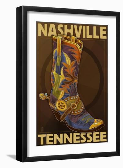 Nashville, Tennessee - Boot-Lantern Press-Framed Art Print