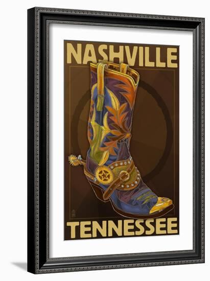 Nashville, Tennessee - Boot-Lantern Press-Framed Art Print