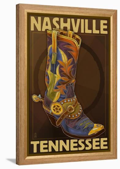 Nashville, Tennessee - Boot-Lantern Press-Framed Stretched Canvas