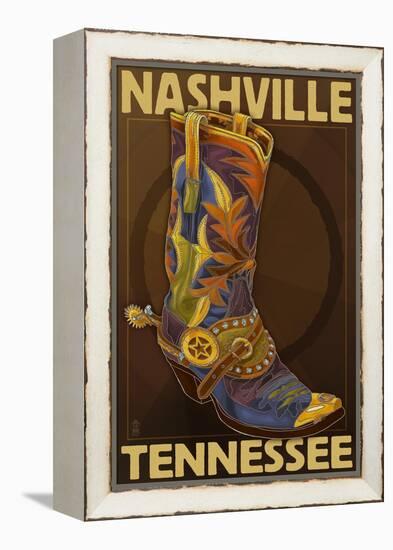 Nashville, Tennessee - Boot-Lantern Press-Framed Stretched Canvas