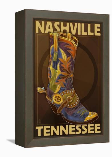 Nashville, Tennessee - Boot-Lantern Press-Framed Stretched Canvas