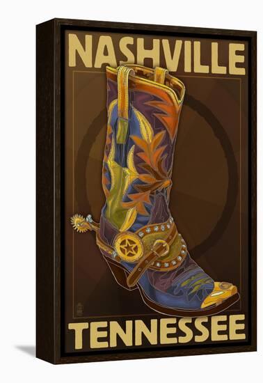 Nashville, Tennessee - Boot-Lantern Press-Framed Stretched Canvas