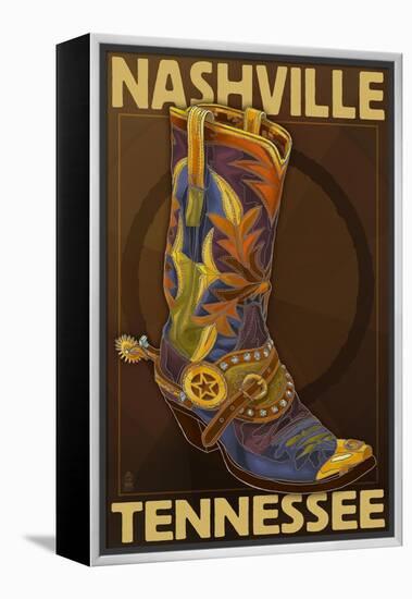 Nashville, Tennessee - Boot-Lantern Press-Framed Stretched Canvas