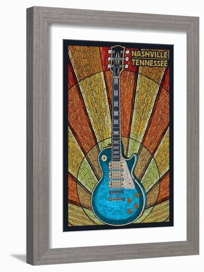 Nashville, Tennessee - Guitar Mosaic-Lantern Press-Framed Art Print