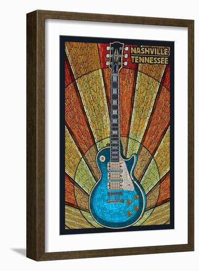 Nashville, Tennessee - Guitar Mosaic-Lantern Press-Framed Art Print