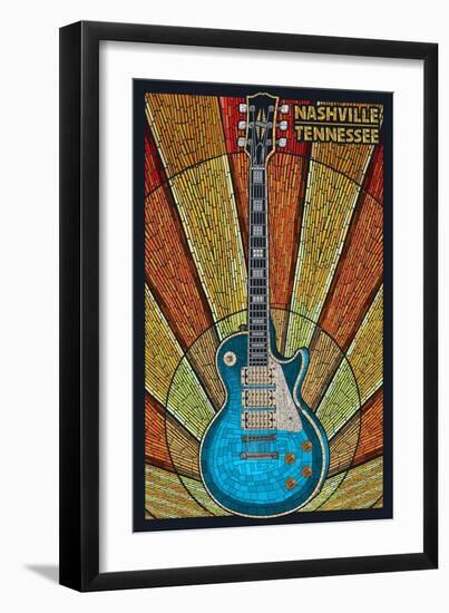 Nashville, Tennessee - Guitar Mosaic-Lantern Press-Framed Art Print