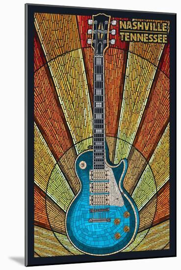 Nashville, Tennessee - Guitar Mosaic-Lantern Press-Mounted Art Print