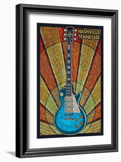 Nashville, Tennessee - Guitar Mosaic-Lantern Press-Framed Art Print