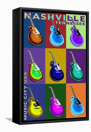 Nashville, Tennessee - Guitar Pop Art-Lantern Press-Framed Stretched Canvas