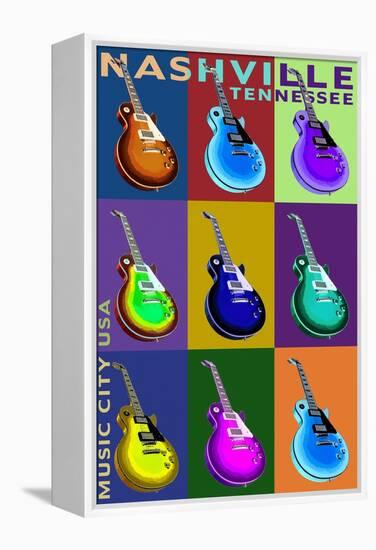 Nashville, Tennessee - Guitar Pop Art-Lantern Press-Framed Stretched Canvas