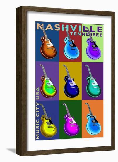 Nashville, Tennessee - Guitar Pop Art-Lantern Press-Framed Art Print